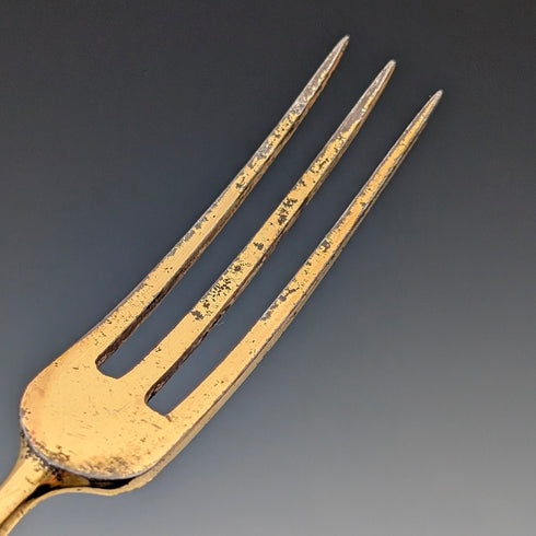 German Antique 800 Silver Handle Gold Plated Blade Tea Cutlery 6 Pairs